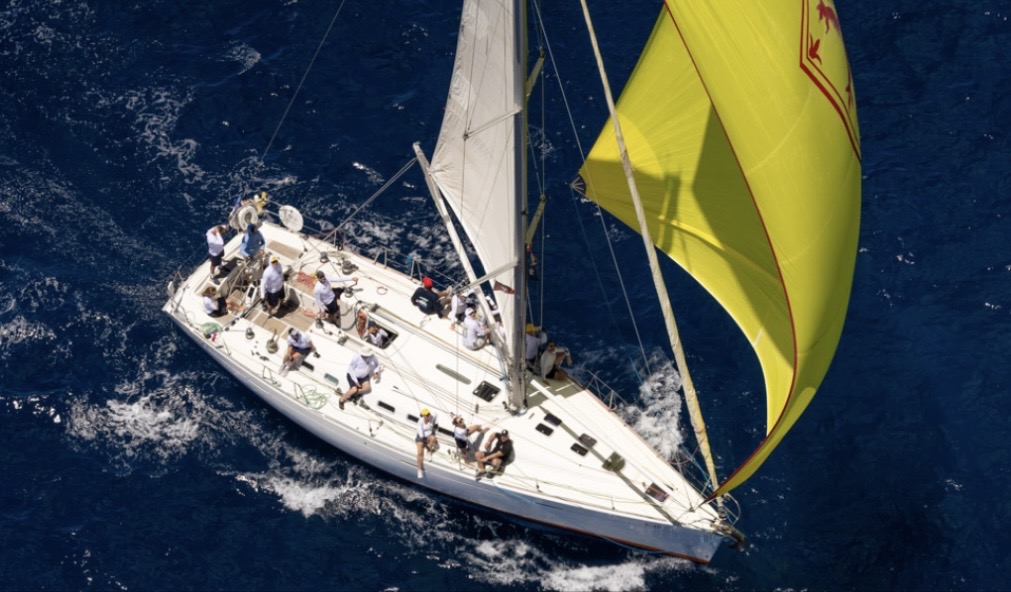 First 47.7 Kali - Ariel shot deck under spinnaker
