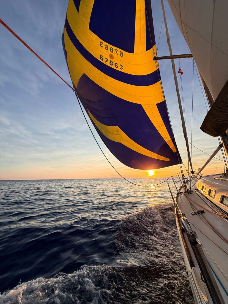 First 47.7 Kali - spinnaker sunset