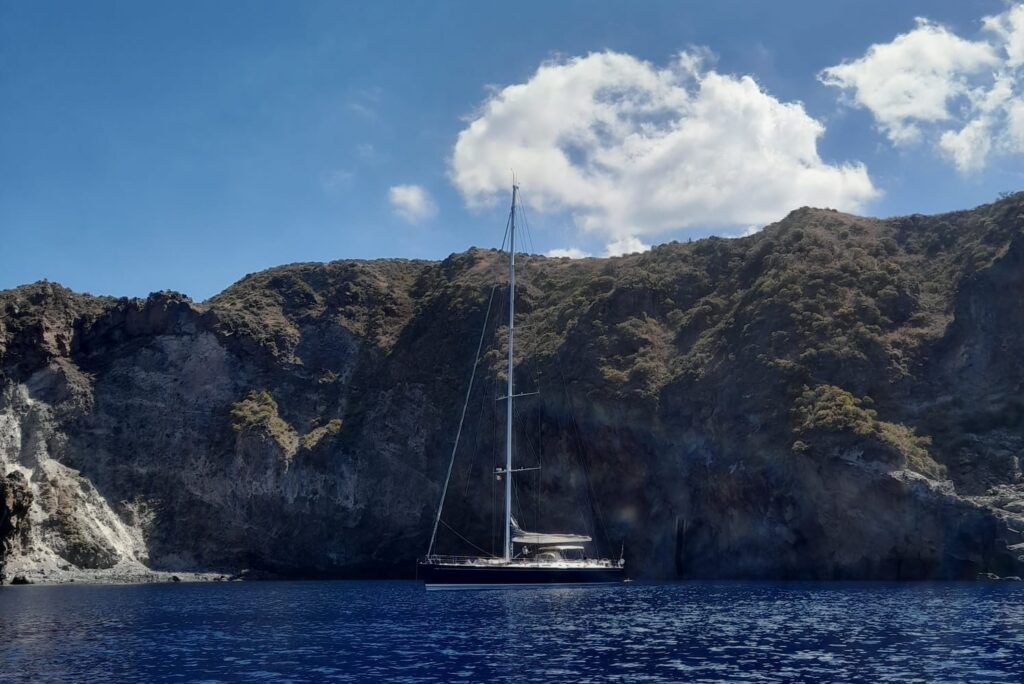 Stella at Anchor in the Aeolian Islands